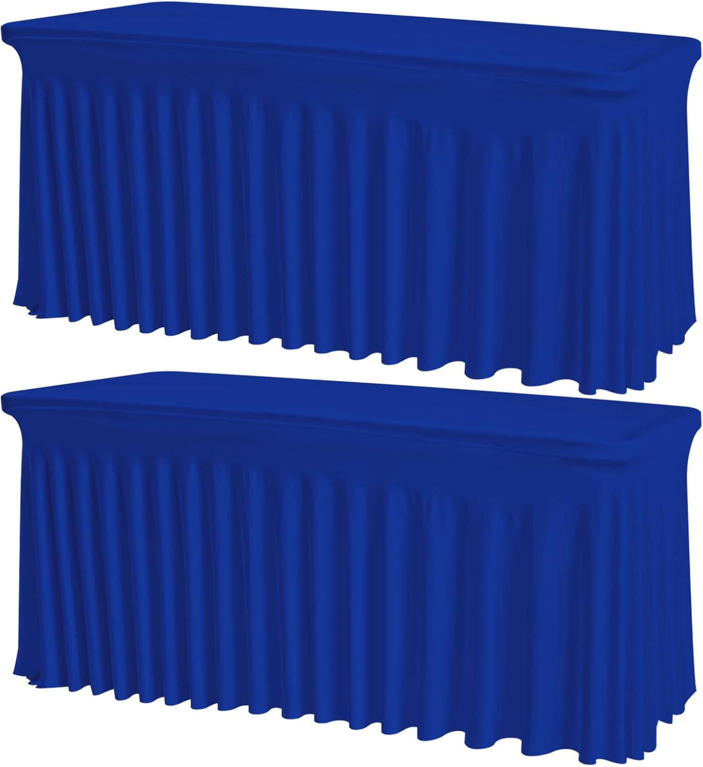 2 Pack Royal Blue Spandex Tablecloths for 6FT Tables – Stretch Fitted Wrinkle-Free & Washable Table Covers – Reusable Rectangle Tablecloths for Wedding, Parties, Banquet, Buffet and Events