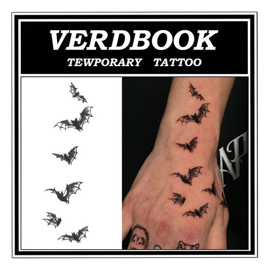 Waterproof Temporary Tattoos: 2-Sheet Tattoo Kit with Realistic Body Stickers, Semi-Permanent Tattoos for Adults Lasting 7-15 Days – Safe for Men & Women, Bats Pattern