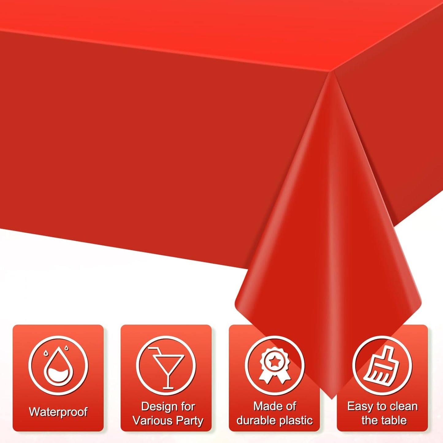 12Pcs Red Rectangle Tablecloths,Disposable Plastic Tablecloth,Waterproof Red Table Cover for Graduation Birthdays Weddings Anniversary Party Decorations,54 x 108 Inch