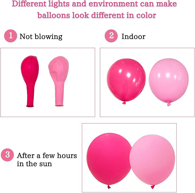 Pink Balloon Garland Arch Kit, 145pcs Hot Pink Rose Gold Balloons with Confetti Balloons for Mother's Day Decoration Girl's Birthday Bridal Baby Shower Princess Theme Party Background Decorations