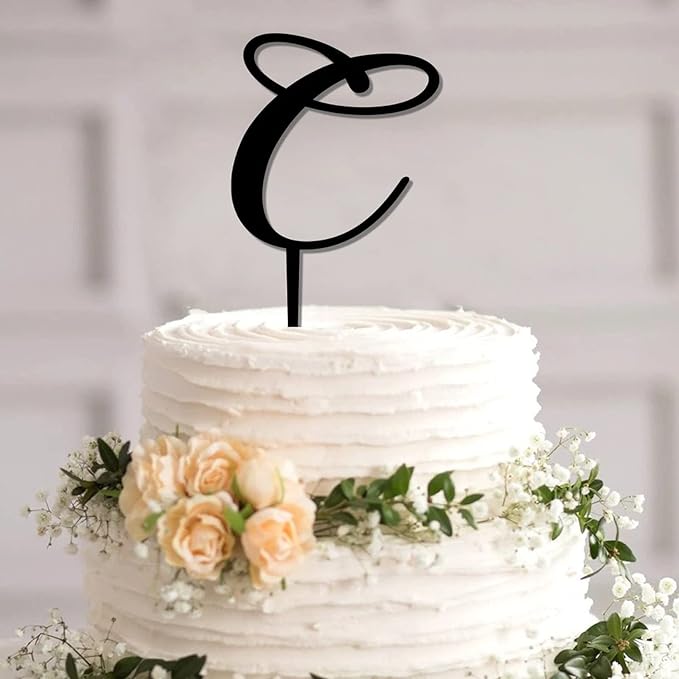 Personalized Wedding Cake Toppers Last Name Letters C Cake Toppers Funny Monogram Black Acrylic Birthday Cake Toppers Mr Mrs Party Birthday Bride Shower Anniversary Decor Cake Supplies