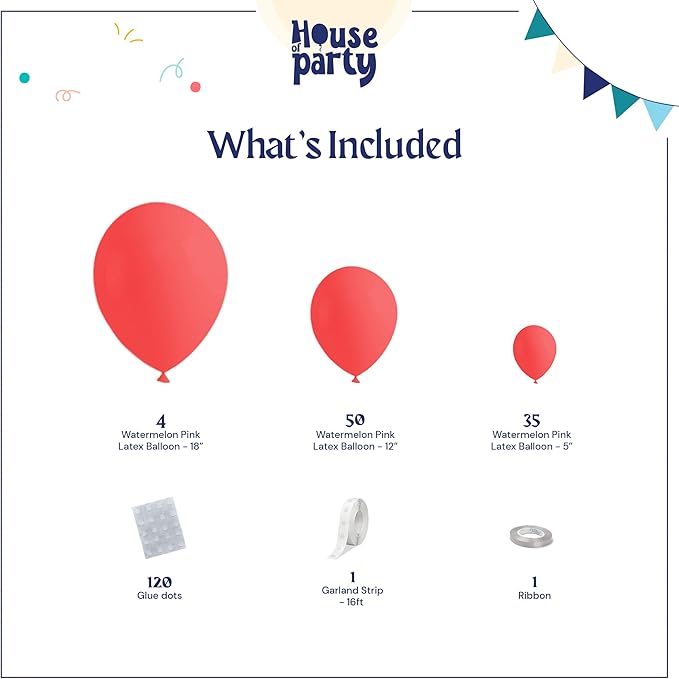 HOUSE OF PARTY Coral Balloon Garland 90 Pcs | 5/12/18 Inch Pastel Red Balloons for Christmas Party Decorations, valentines, Birthday, Wedding, Baby Shower Party Supplies Decorations