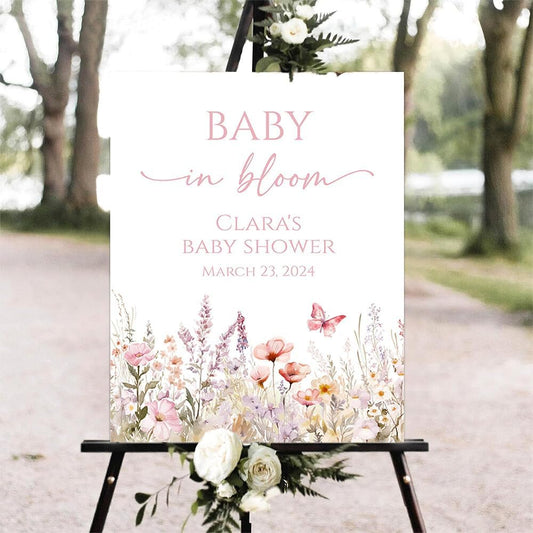 Editable Baby In Bloom Welcome Sign, Baby in Bloom Baby Shower Welcome Sign, Wildflower Baby Shower Sign, Spring Floral Baby Shower Welcome Sign, Personalized Baby Shower Sign #18