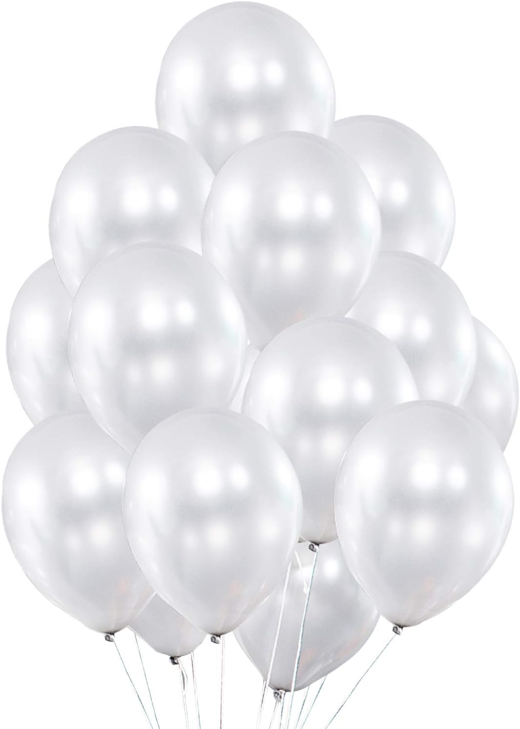 Fayoo White Balloons, 12 Inch White Metallic Balloon Party Decoration for Baby Shower, Christmas Decorations, Birthdays, Bridal Shower, Valentine’s Day, Graduation 100 Pcs 3.2g