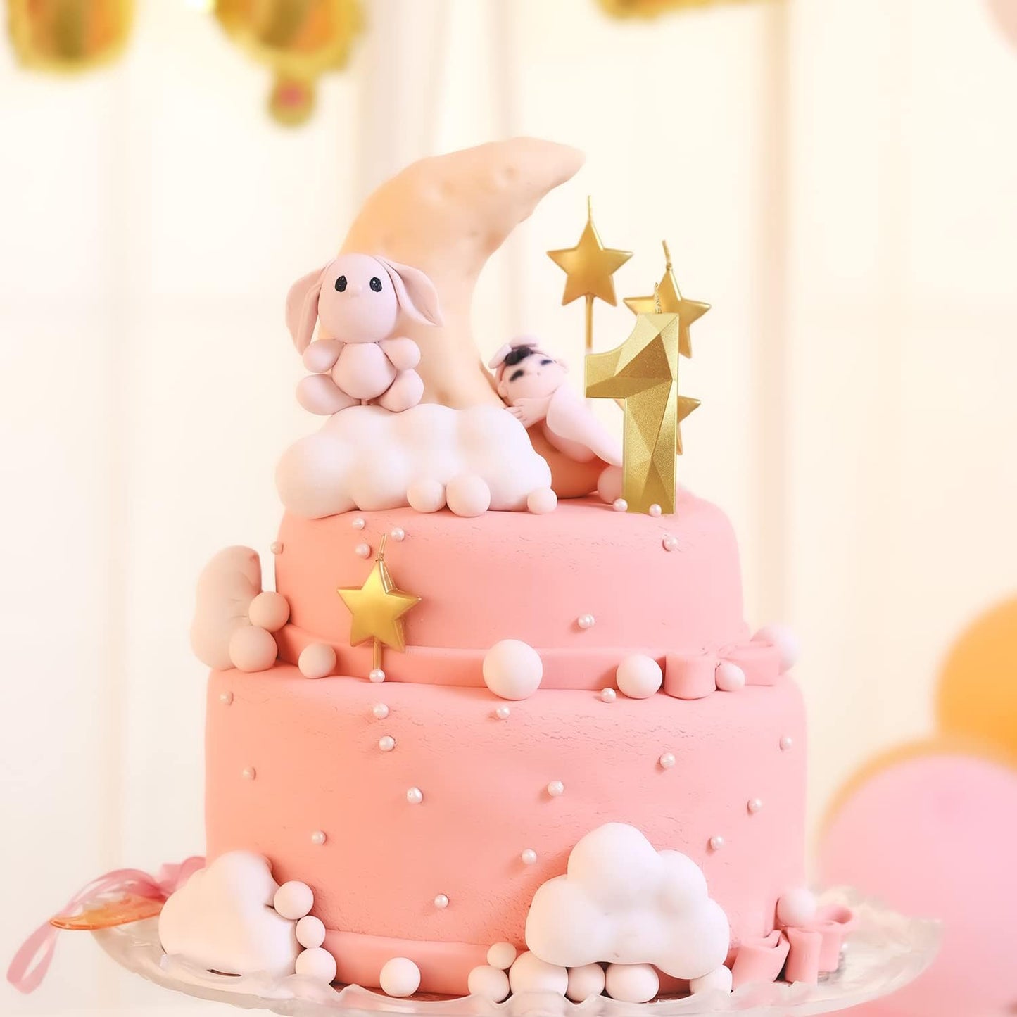 Golden Number 2 Birthday Candles and Star Birthday Candles 2.76 inch Birthday Cake Candles 3D Diamond Shaped Candles are Suitable for Birthday Parties and Anniversary Cake Decorations Candles(Gold 2)