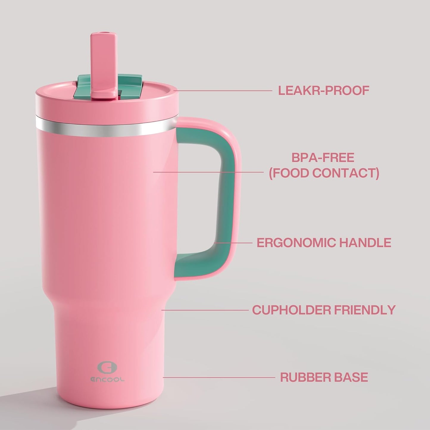 32 oz Tumbler with Handle and Straw: Stainless Steel Insulated Tumbler Keeps Cold for 24 Hours, Leakproof Travel Cup Fits in Cup Holder and BPA-Free,Tulip