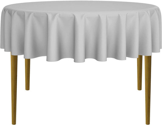 Lann's Linens - 70" Round Premium Tablecloth for Wedding/Banquet/Restaurant - Polyester Fabric Table Cloth - Silver