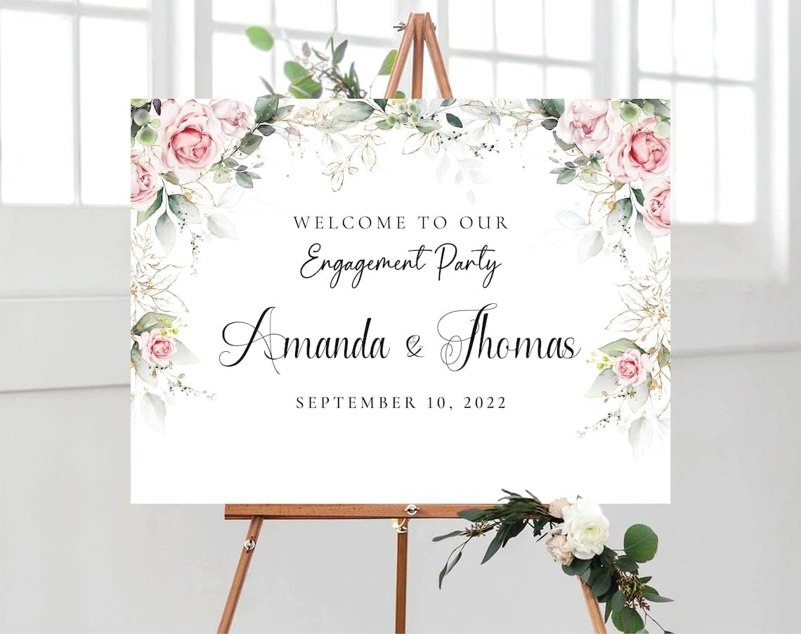 Personalized Engagement Welcome Sign, Engagement Party Sign, Engagement Decor, Engagement Decorations, Engagement Sign, Engaged Sign, We Are Engaged Welcome Sign #04