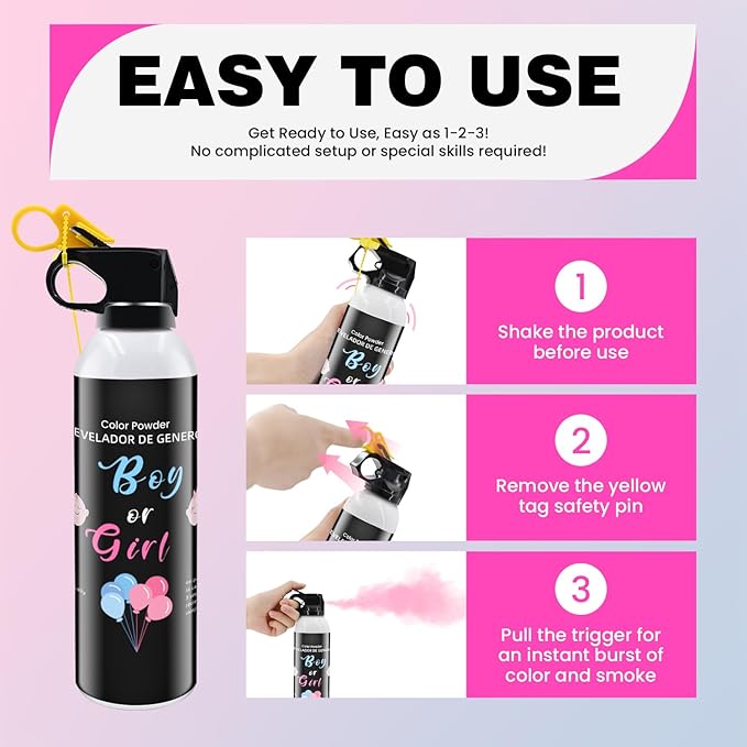 Gender Reveal Fire Extinguisher 2 Pack Colorful Corn Powder Gender Reveal Smoke with Power for Party Pink Extinguish for Baby Reveal Party Birthday Wedding Baby Shower Color Run Gender Reveal Ideas