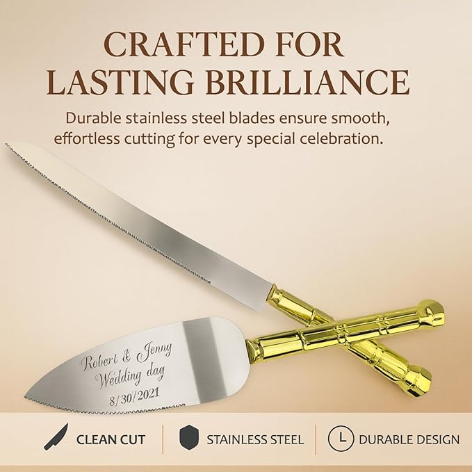 GIFTS INFINITY Personalized Wedding Cake Knife and Server Set with Engraving – Cake Cutting Utensil Set, Keepsake Gift for Wedding, Anniversary, Reception, Birthday & Other Occasions