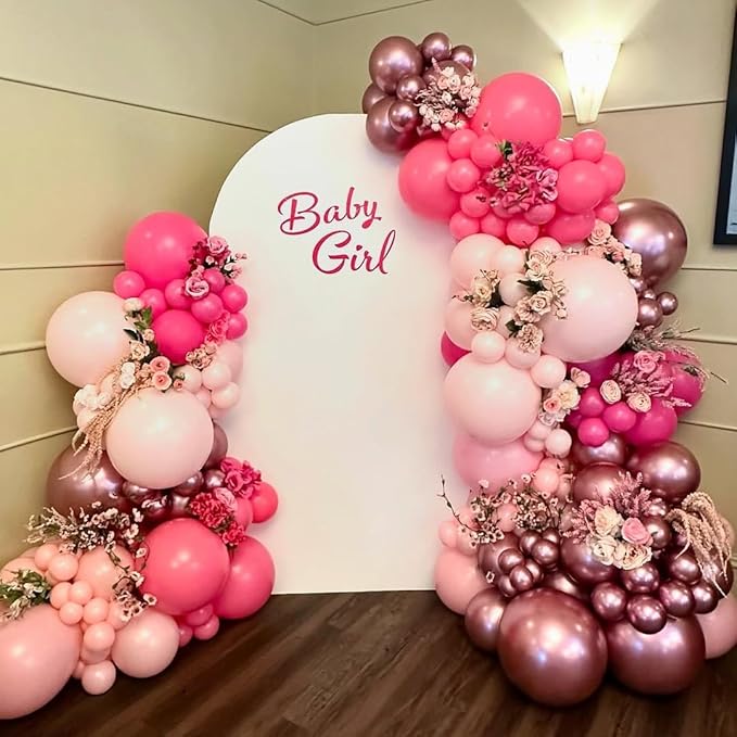 Pink Balloons Metallic Pink Balloon, 60Pcs 12Inch Chrome Deep Light Pearl Hot Pink Latex Balloons for Birthday,Wedding,Baby Shower,Galentines day Decorations