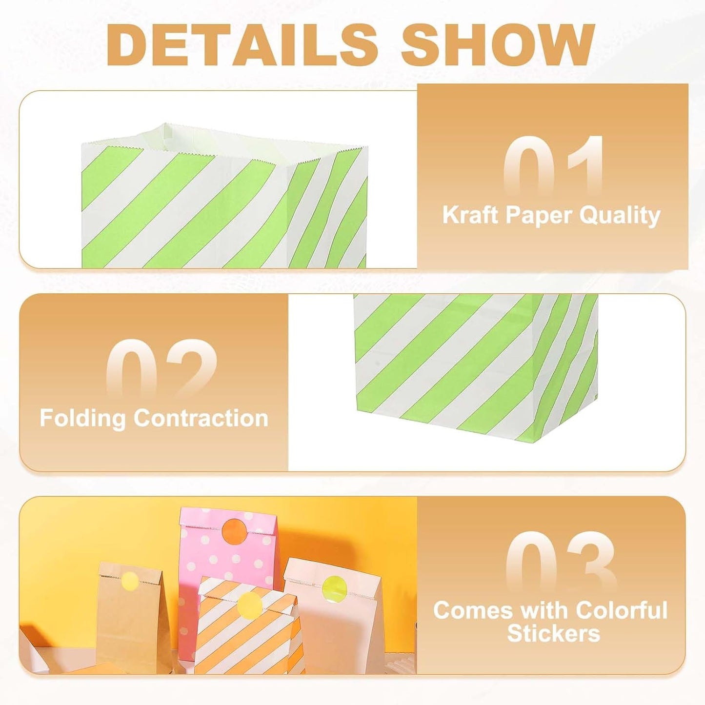PATIKIL Party Favor Bag, 24 Pcs 5.1x3.1x9.4 Inch Medium Paper Candy Bags Gift Treat Celebration Halloween Goody Birthday Wedding Party with Stickers, Light Green Twill