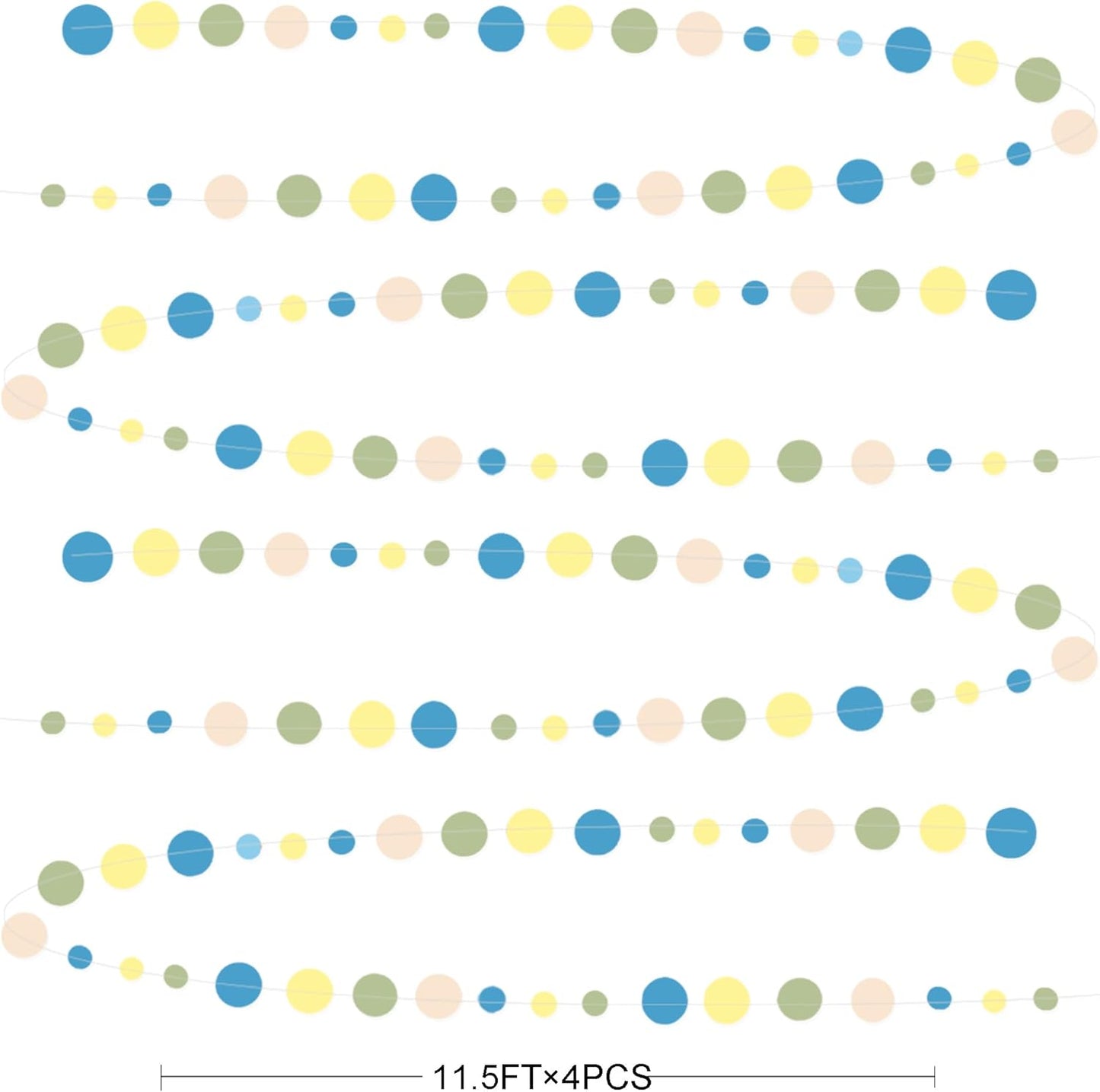 Sage Green Dusty Blue Yellow Beige Polka Dots Garlands Olive Green Macaron Yellow Dusty Blue Sand White Cream Nude Hanging Paper Circle Dots Streamer for Birthday Baby Shower Wedding Party Decorations