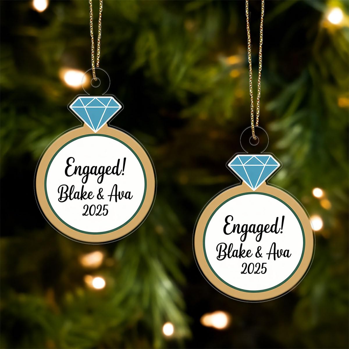 Custom Diamond Ring Ornament, Personalized Wedding Ornament, Engagement Ring Keepsake, Holiday Romance Gift, Unique Christmas Decoration Acrylic Ornament – Personalized Christmas