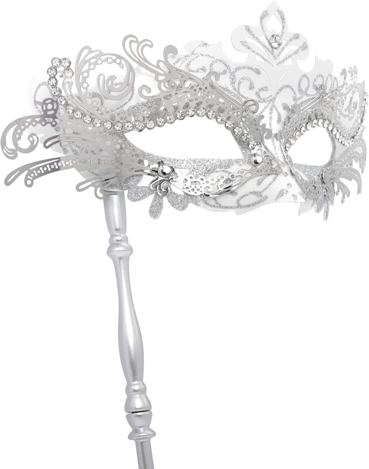 Coddsmz Masquerade Mask with Stick Venetian Mask Mardi Gras Decorations for Womens Halloween Costume Mask