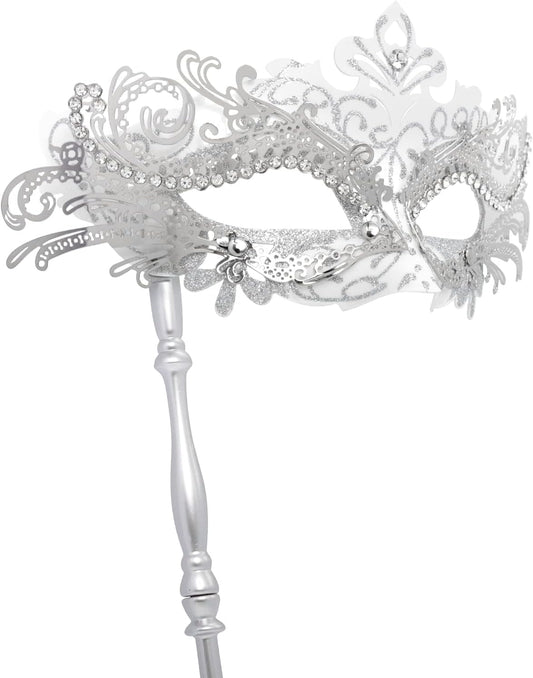 Coddsmz Masquerade Mask with Stick Venetian Mask Mardi Gras Decorations for Womens Halloween Costume Mask