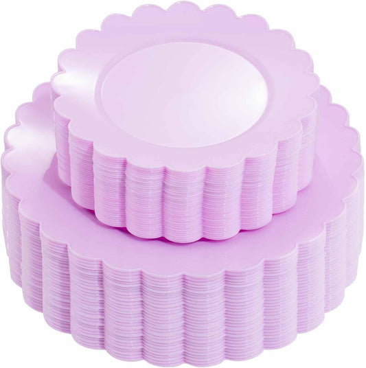 supernal 100pcs Purple Plastic Plates -Disposable Plastic Plates Heavy Duty -Lavender Purple Party Plate for Party Wedding Include 10.25inch Dinner and 7.5inch Dessert/Salad Plate