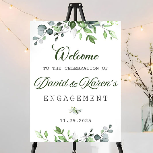 Greenery Engagement Signs Personalized, Welcome To The Celebration Sign For Engagement, Engagement Welcome Sign, Engagement Party Decorations, Engagement Party Table Decorations