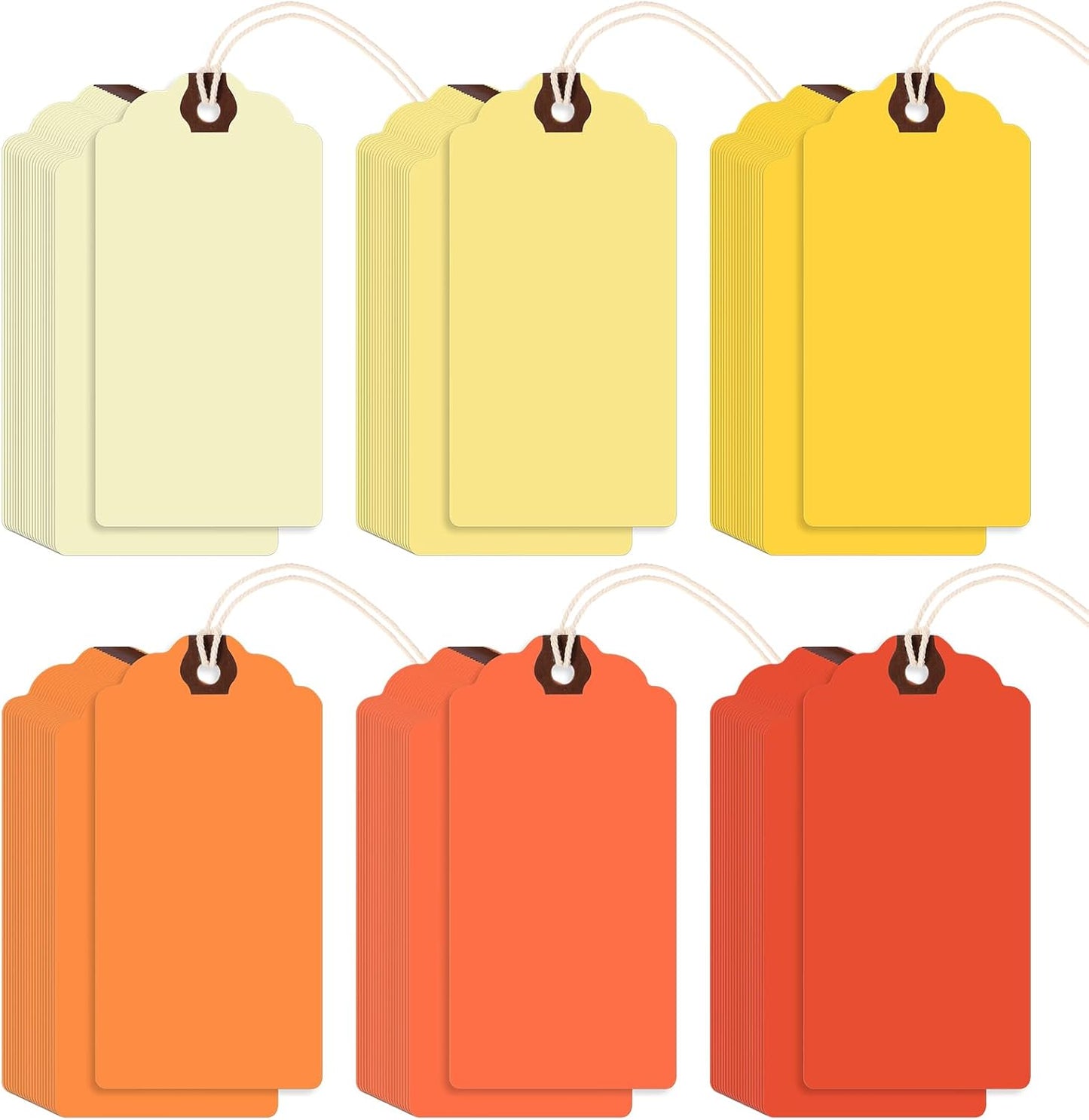 Outus 60 Pcs 4 3/4-in x 2 3/8-in Blank Large Paper Gift Tags with String and Reinforced Eyelet Wire Writable Price Tags Shipping Labels Inventory Labels(Autumn Colors)