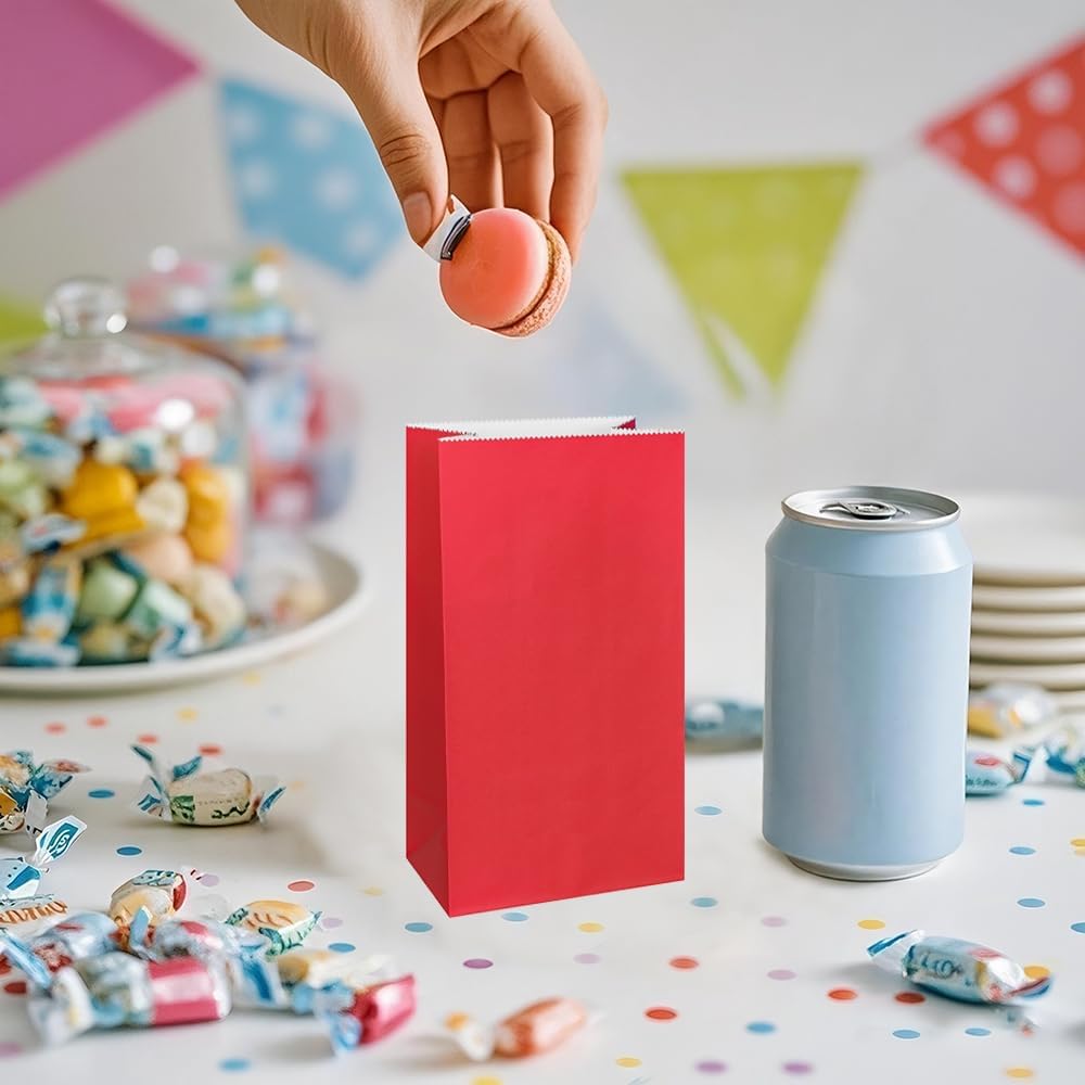 KEYYOOMY Red Paper Bags Small Red Paper Lunch Bags Party Favor Bag Goodie Bag for Wedding Birthday Party (72 CT, 3 Sizes)