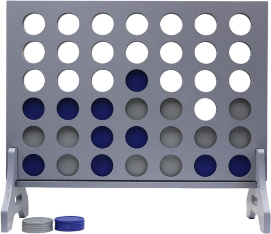 Tailgating Pros Premium Grey Giant Four in a Row with Carrying Case - Jumbo Oversized Outdoor Yard Game - Connect Multiple Pucks in a Row to Win - Many Puck Colors Available!