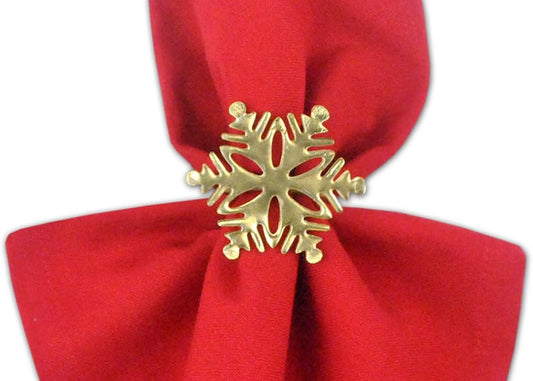 DII Christmas Thanksgiving Holiday Tabletop Décor Collection Decorative Napkin Ring Holder Set, 2.5" Diameter, Gold Snowflake, 6 Piece
