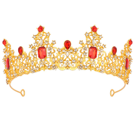 Didder Red and Gold Queen Crown Birthday Tiara Princess Tiaras and Crowns for Women and Girls Halloween Costume Prom Headpiece Hair Accessories