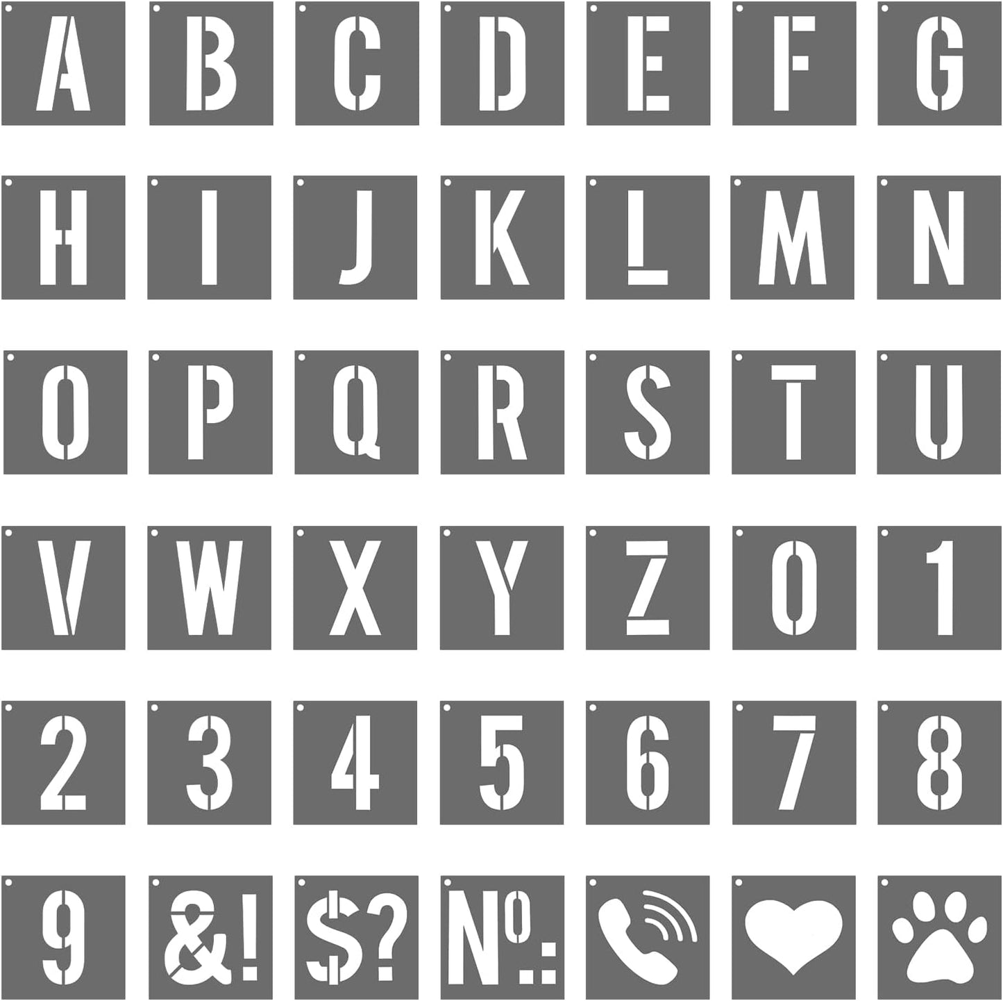 PATIKIL 4 Inch Alphabet Letter Stencils, 42Pcs Reusable Plastic Digital Templates Letters Numbers Symbol Interlocking for Crafts Wood Door Wall White
