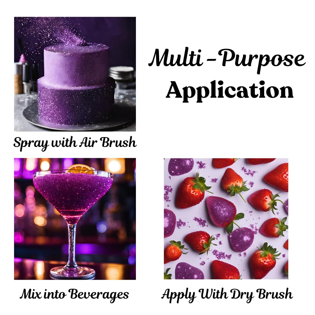Dazzle Dust Edible Glitter Sprinkles for Cake Decorating, Drinks, Cookie, Icing, Dessert Decorations, Sparkly Luster, Food-Grade, Vegan, Gluten Free, Kosher, Bulk 10g, Purple