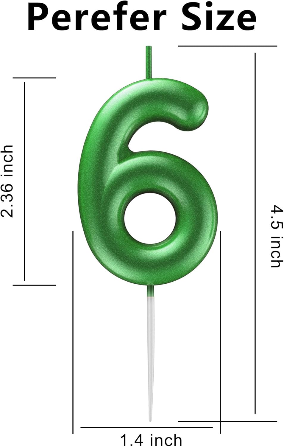 Green Number 6 Candle Happy Birthday 3D Number Candles for Birthday Cake Party Decoration Wedding Anniversary Celebration Supplies