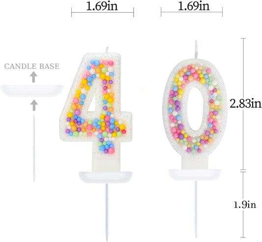 40th Birthday Candle for Cake, Colorful Macaron Numeral Candles for Women/Girl, Theme Birthday Party Cake Decorations, Cake Topper for Birthday Party Supplies (Number 40)