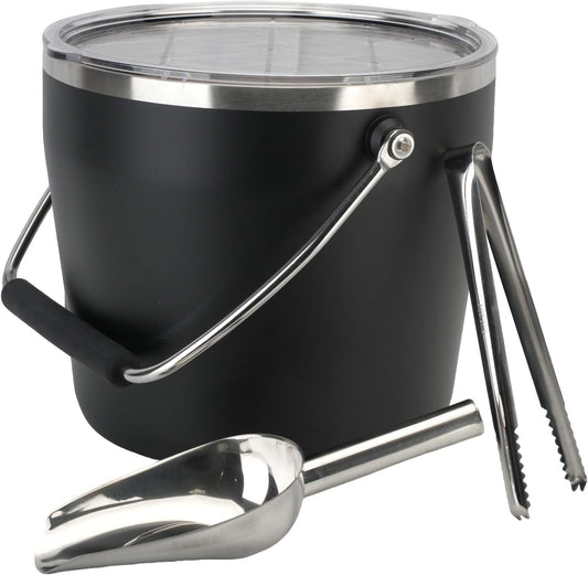 7L Beverage & Ice Bucket with Lid, Stainless Steel, Includes Scoop & Tongs, Holds 6 Beer Bottles or 3 Wine Bottles, Keeps Drinks Cold for Hours, Easy Carry Handle for Parties & Outdoor