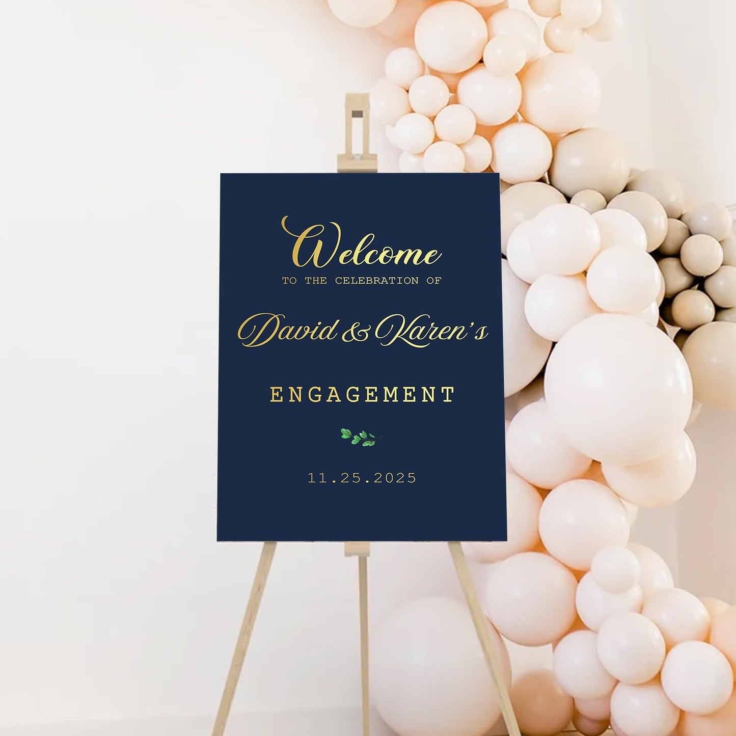 Engagement Welcome Sign, Greenery Engagement Decorations - Classy Party Table Decor