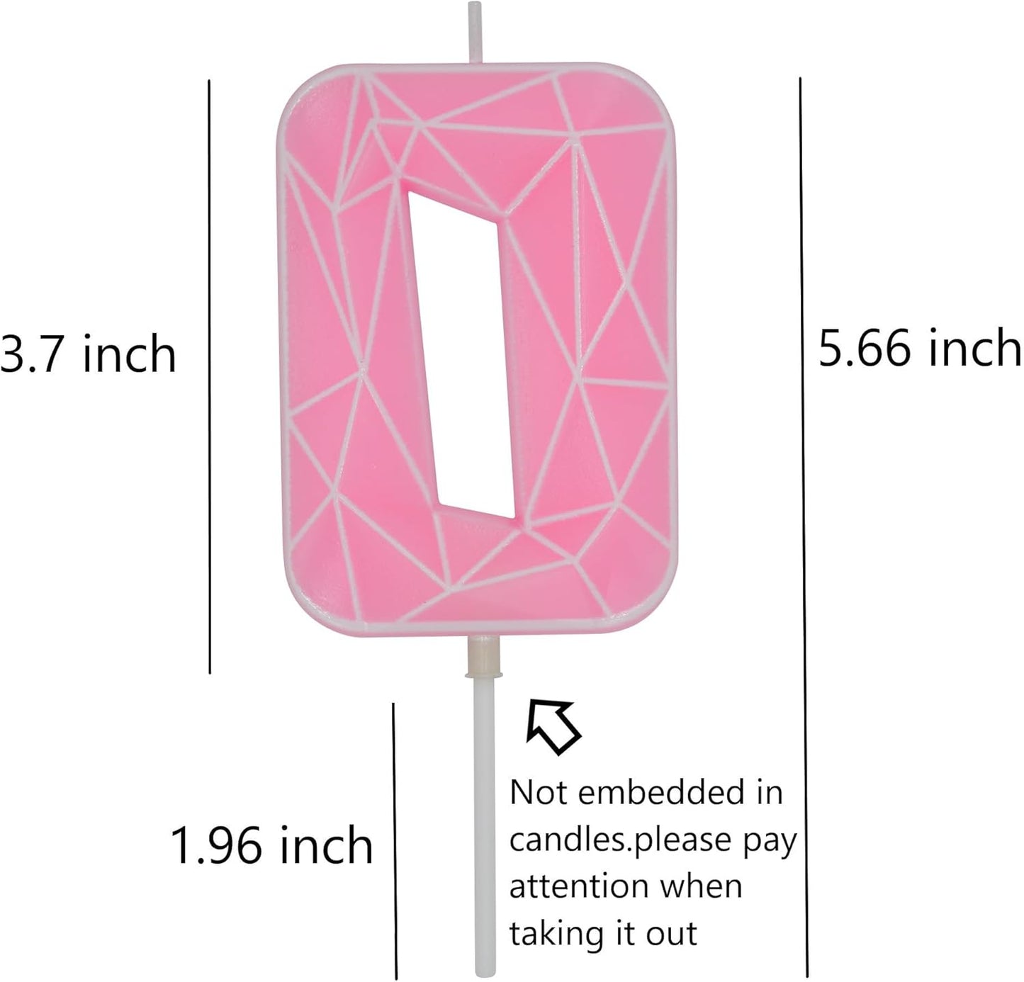 DERVENTA Birthday Candle Big Number 3D Macaron Pink 3.7 inch Party Celebration Anniversary Decoration Cake Topper 1 Piece (Number 0 Macaron Pink)