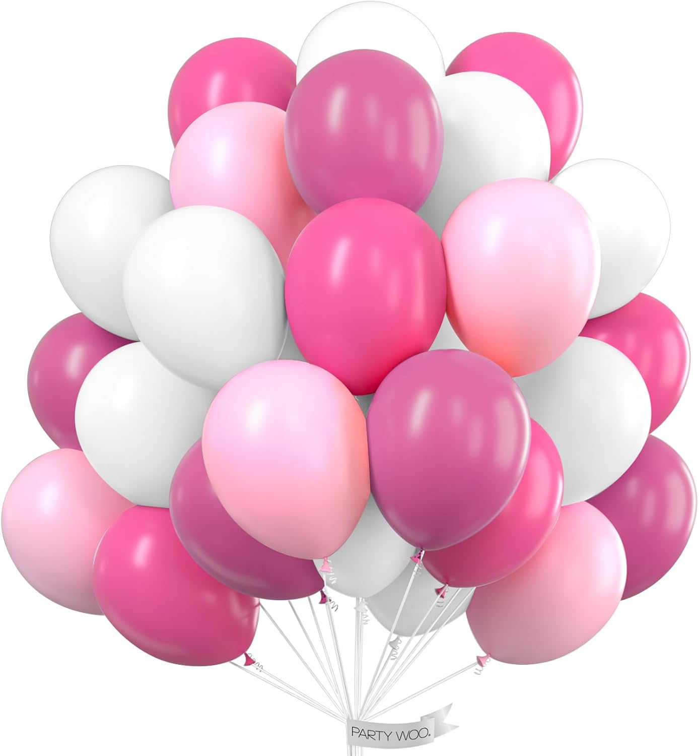 PartyWoo Pink Balloons 100 pcs 12 Inch Hot and Light Pastel Pink Fuchsia White Balloons for Valentine's Day Wedding Baby Shower Gender Reveal Princess Bachelorette Birthday Party Decorations