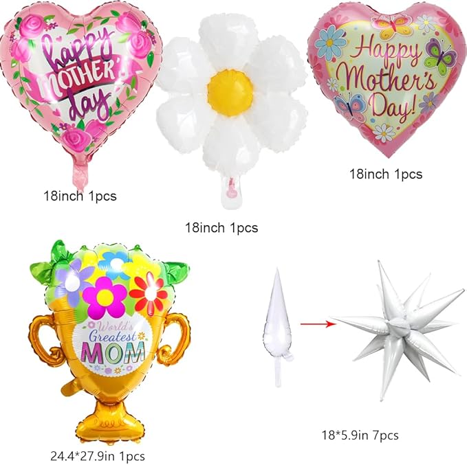 Mother's Day Balloon Garland Arch kit with 134 Pcs Mother's Day Balloons Decorations Happy Mothers Day Foil Balloons Banner for Best Mom Ever Mothers Day Party Birthday Decoration Supplies