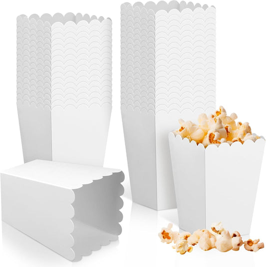 36 Pcs Mini Popcorn Boxes, 3 x 4.2 x 2.2 Inch White Popcorn Containers for Party, Bulk Disposable Popcorn Holder for Carnival Theater Movie Night Supplies & Decorations