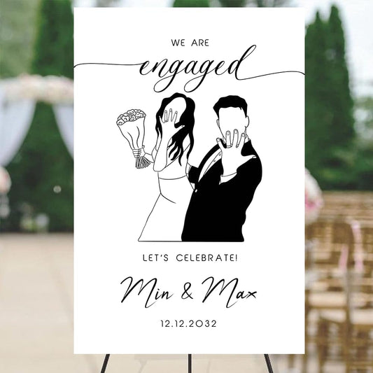 Personalized Engagement Welcome Sign – Minimalist Engagement Party Yard Sign – We’re Engaged Signs – Engagement Party Decorations for Couple - She Said Yes! (Version 14)