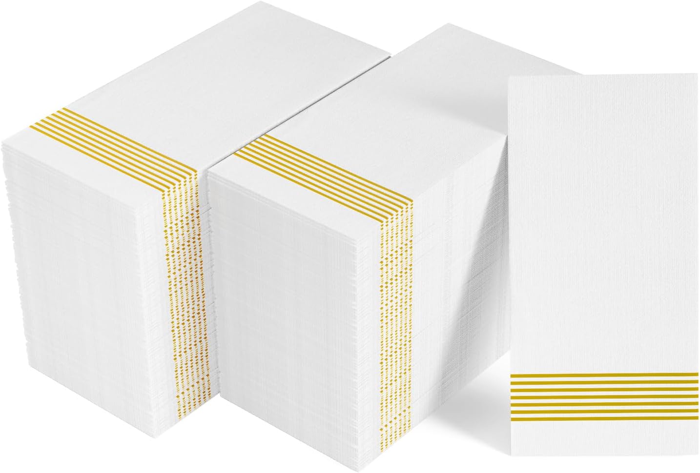 LITOPAK 200 Pack Paper Hand Towels for Bathroom, Striped Gold Paper Napkins Disposable, and Guest Towels Disposable for Bathrooms, Party, Wedding or Events