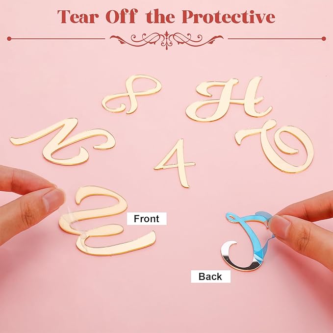 Jspupifip 128 Pcs Acrylic Alphanumeric Cake Topper Diy Cake Decoration with Mirror Number 0-9 and Alphabet A-Z Personalized Cake Picks Decor Anniversary Baby Shower Party Supplies(Gold)