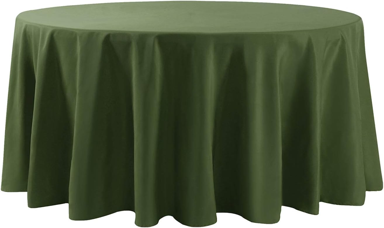 108 inch Round Tablecloth Washable Polyester Table Cloth Decorative Table Cover for Wedding Party Dining Banquet（108 inch,Willow）