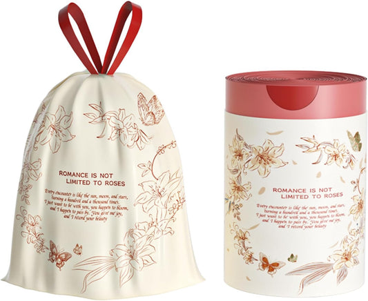 4 Gallon Small Trash Bags Drawstring,4 Gal Trash Can Liners,Small Bathroom Garbage Bags Scented,Tear Resistant Garbage Bags,50 Count Trash-Can-Liners (Lily Butterfly)