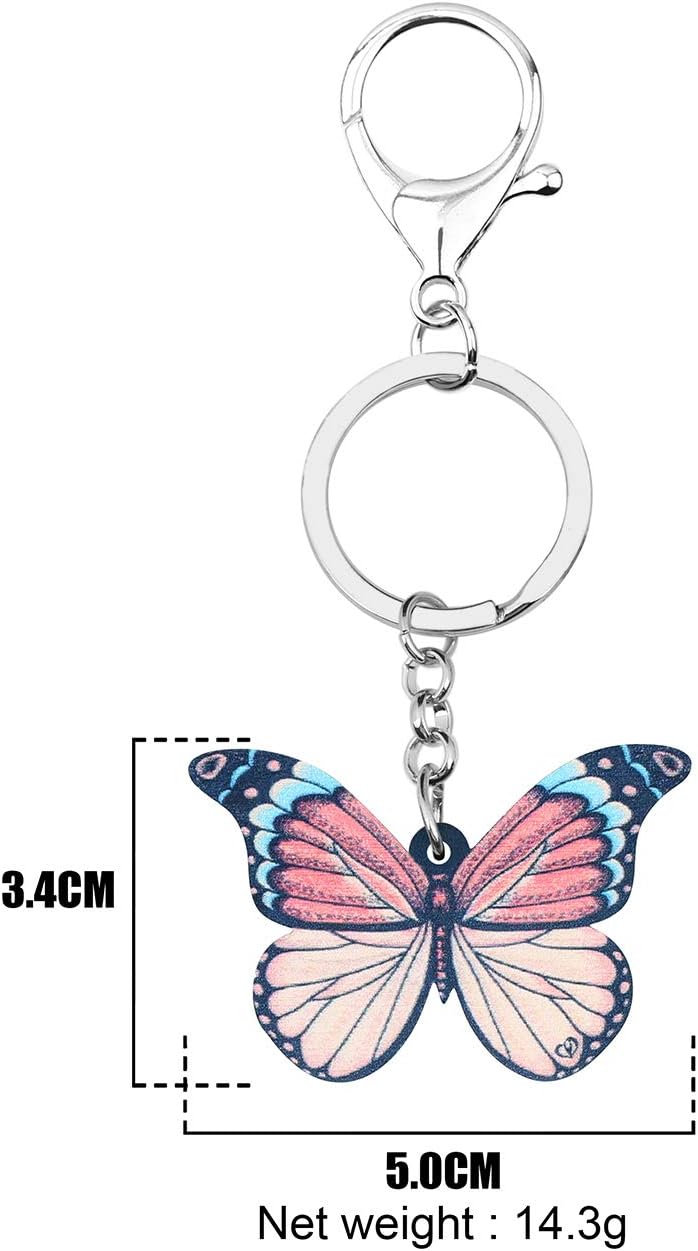 BONSNY Morpho Menelaus Butterfly Key Chains for Women Car Purse Bag Rings Pendant Charms