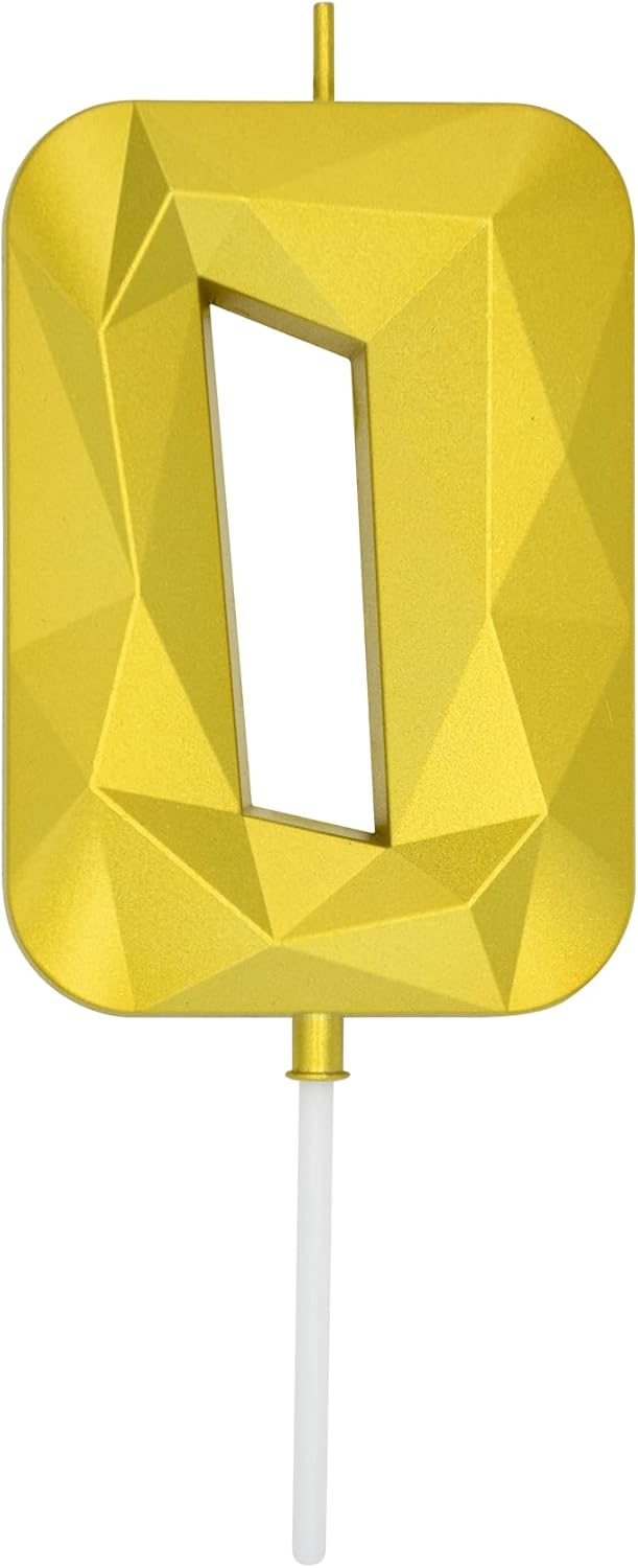 DERVENTA Large Birthday Candle Number 3D Gold 3.7 inch Party Celebration Anniversary Decoration Cake Topper 1 Piece (Number 0 Gold)