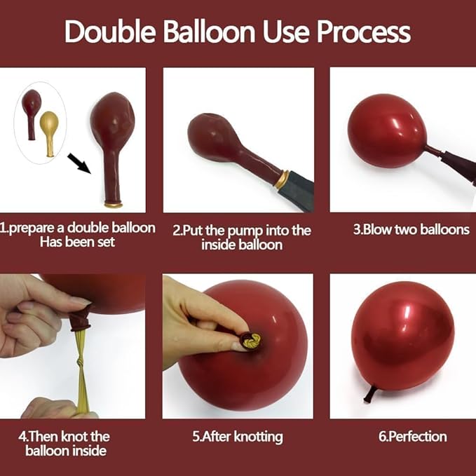 Red Pink White Balloons Double Stuffed Burgundy Pink Balloons Different Sizes Pearl White Burgundy Balloon Arch Kit for Bridal Wedding Birthday Baby Shower Mother's Day Party Decoration