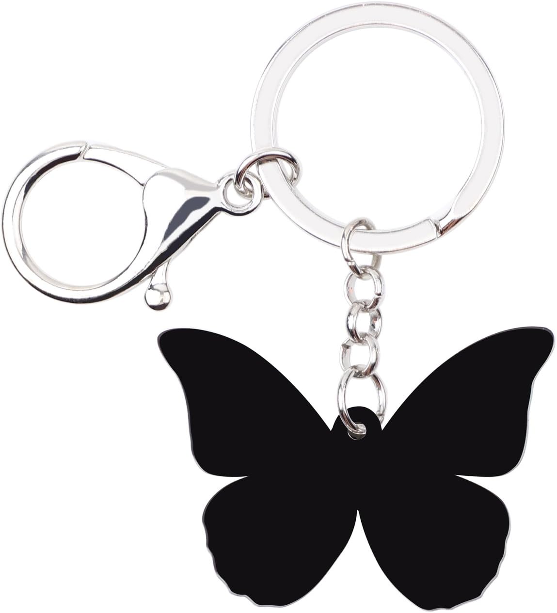 BONSNY Morpho Menelaus Butterfly Key Chains for Women Car Purse Bag Rings Pendant Charms
