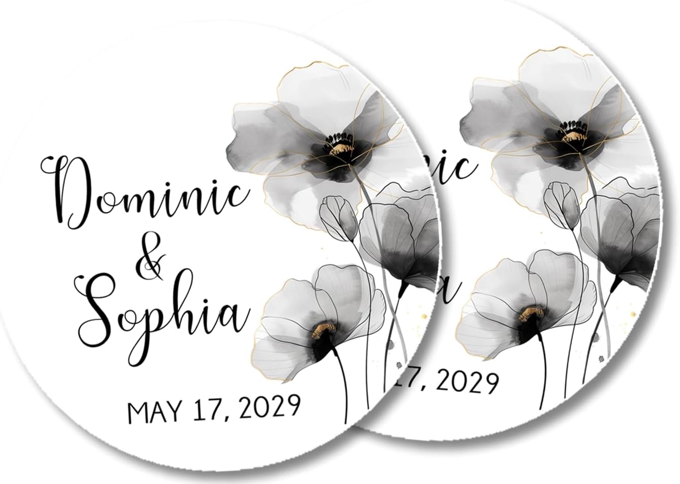 Black & White Wedding Invitations, Modern Black Design, Personalized, Set of 12 Invitations with Envelopes