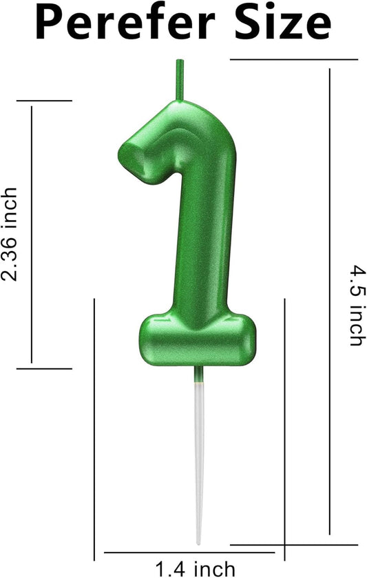 Green Number 1 Candle Happy Birthday 3D Number Candles for Birthday Cake Party Decoration Wedding Anniversary Celebration Supplies