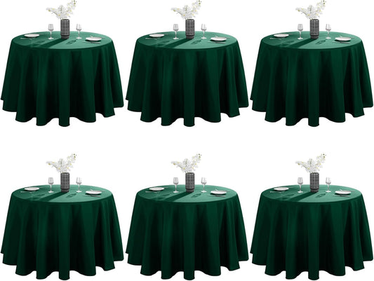 VidaFete Tablecloth 6 Pack 120inch Round Table Cloth Polyester, Stain Wrinkle Resistant Polyester Dining Table Cover for Kitchen Dinning Party Wedding Round Tabletop Buffet Decoration(Green)