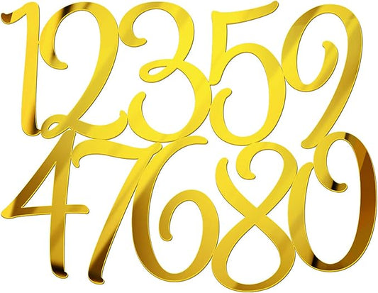 Large Acrylic Cake Numbers Topper, 3.5 inch 0-9 Numbers Happy Birthday Cake Topper Gold Acrylic Wedding Party Cupcake Toppers for Birthday Party Wedding Anniversary Decorations
